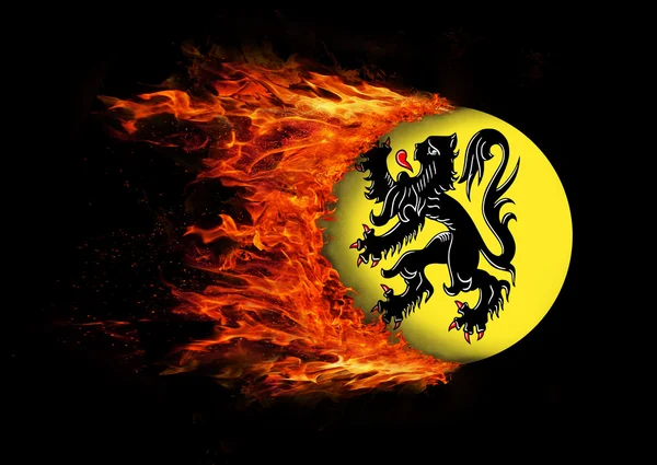 Yangın - Flanders bir iz bayrak — Stok fotoğraf
