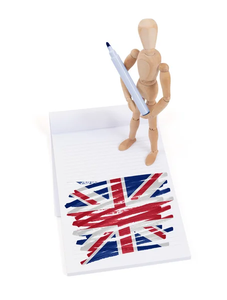 Wooden mannequin made a drawing - United Kingdom — Stock Photo, Image