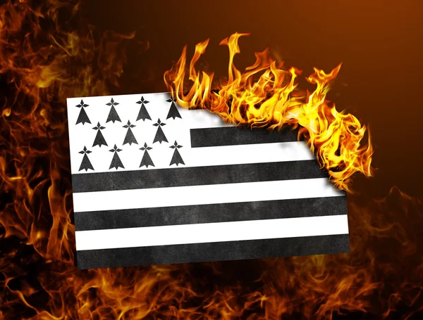 焚烧旗帜-布列塔尼 — 图库照片