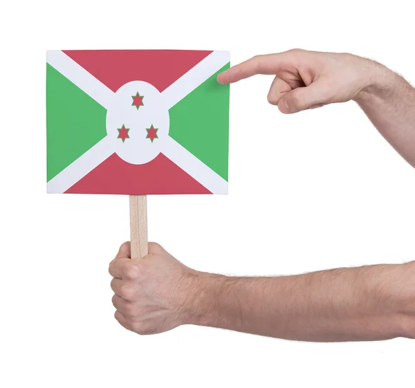 Hand holding small card - Flag of Burundi — Stock Photo, Image