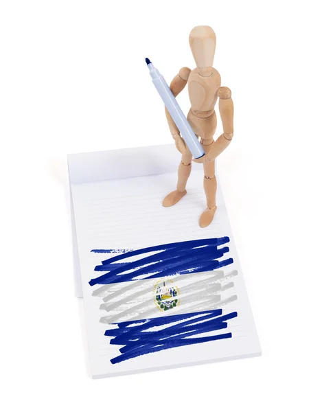 Houten etalagepop maakte een tekening - El Salvador — Stockfoto