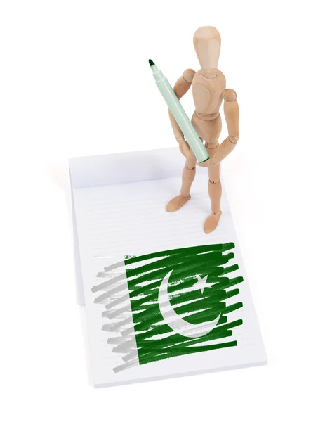 Wooden mannequin made a drawing - Pakistan — Stock Photo, Image