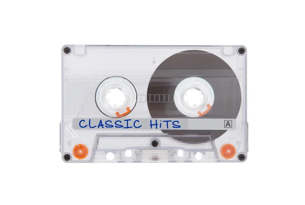 Cassette audio vintage, isolée sur fond blanc — Photo