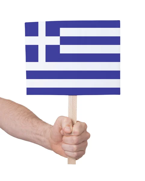 Hand holding small card - Flag of Greece — Stock Photo, Image