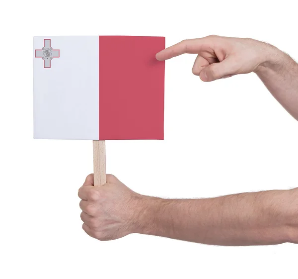 Ręka gospodarstwa małe karty - Flaga Malty — Zdjęcie stockowe