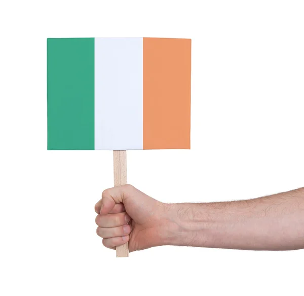 Küçük kart - İrlanda bayrağı tutan el — Stok fotoğraf