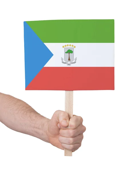 Hand holding small card - Flag of Equatorial Guinea — Stock Photo, Image