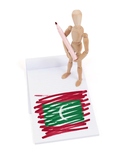 Wooden mannequin made a drawing - Maldives — Stock Photo, Image