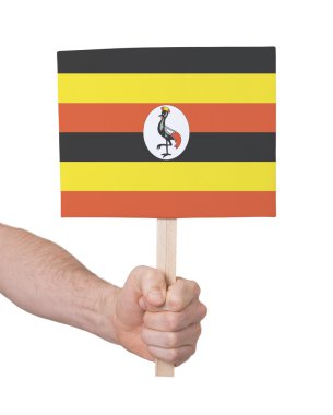 Küçük kart - Uganda bayrak tutan el