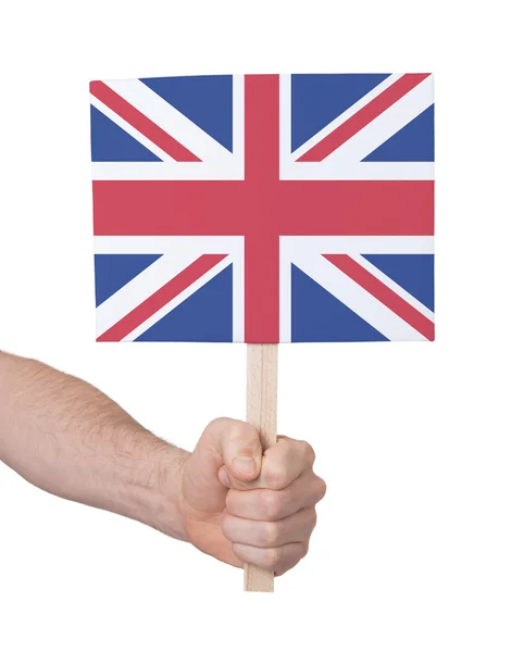 Hand holding small card - Flag of the UK — Stock Photo, Image