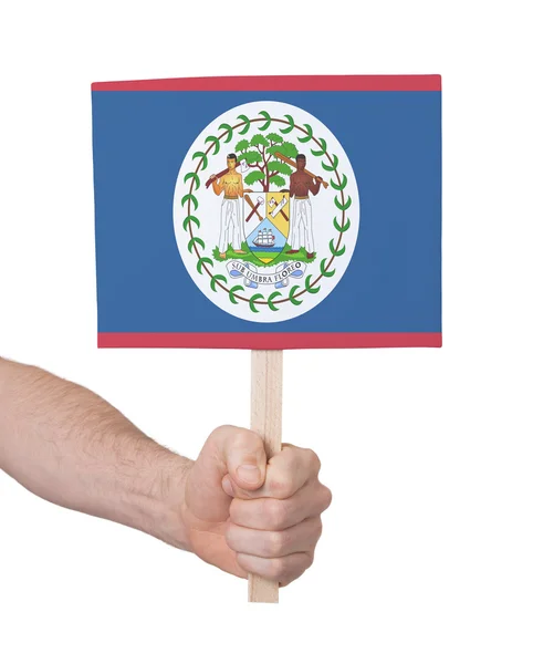 Mano sosteniendo una tarjeta pequeña - Bandera de Belice —  Fotos de Stock