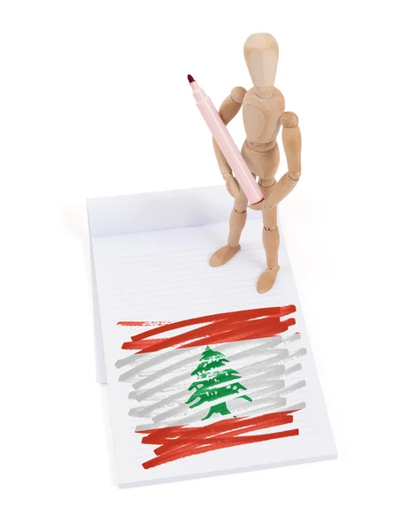 Mannequin en bois fait un dessin - Liban — Photo