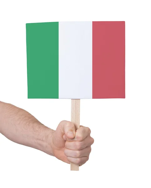 Mano pequeña tarjeta - bandera de Italia — Foto de Stock