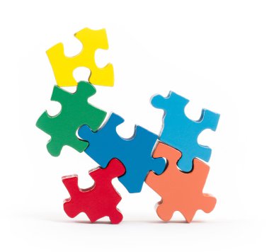 Closeup büyük jigsaw puzzle parçaları