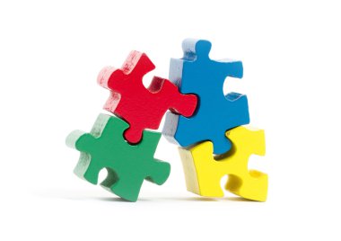 Closeup büyük jigsaw puzzle parçaları
