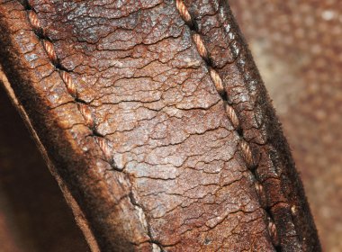 Deri eski dikiş Close-Up