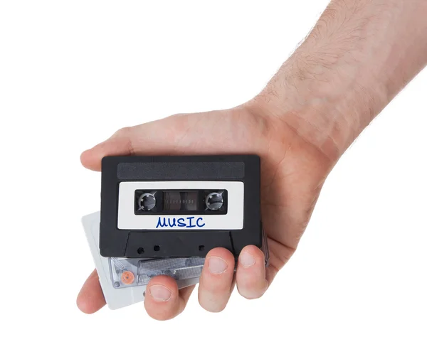 Vintage audio cassette tape, geïsoleerd op witte achtergrond — Stockfoto