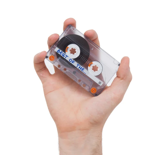 Винтажная аудиокассета, изолированная на белом фоне — стоковое фото