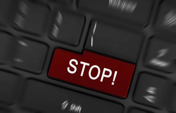 Blick auf konzeptionelle Tastatur - Stop (rote Taste)) — Stockfoto