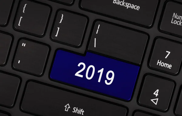 Botón azul 2019 — Foto de Stock