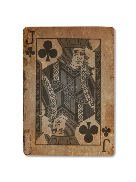 Mycket gamla spelkort, Jack klubbar — Stockfoto