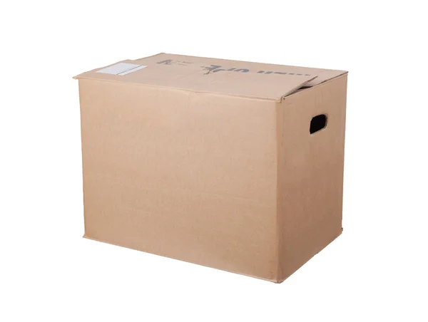 Gesloten kartonnen doos, geïsoleerd — Stockfoto