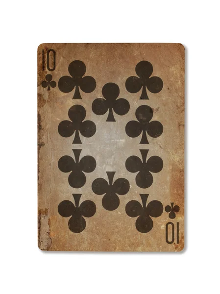 Très vieille carte à jouer, dix clubs — Photo