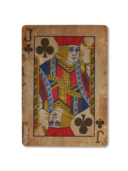 Very old playing card, Jack of clubs — Stock Photo, Image