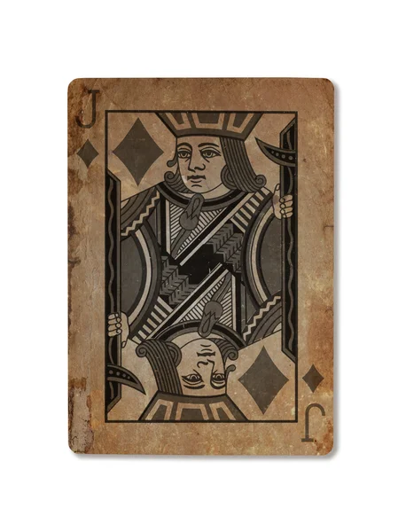 Zeer oude speelkaart, Jack van diamanten — Stockfoto
