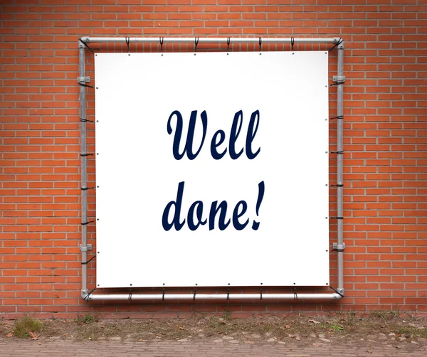 Large banner with inspirational quote on a brick wall — Stock Photo, Image