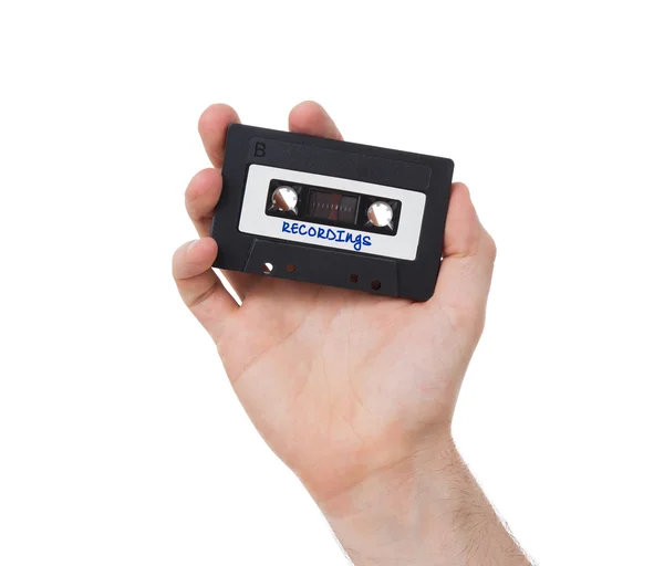 Vintage audio cassette tape, geïsoleerd op witte achtergrond — Stockfoto
