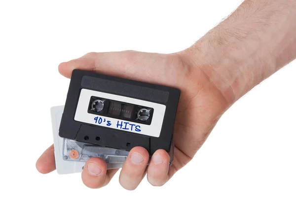 Vintage audio cassette tape, geïsoleerd op witte achtergrond — Stockfoto