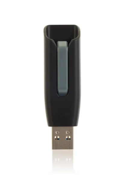 Vara de memória USB preto isolado — Fotografia de Stock