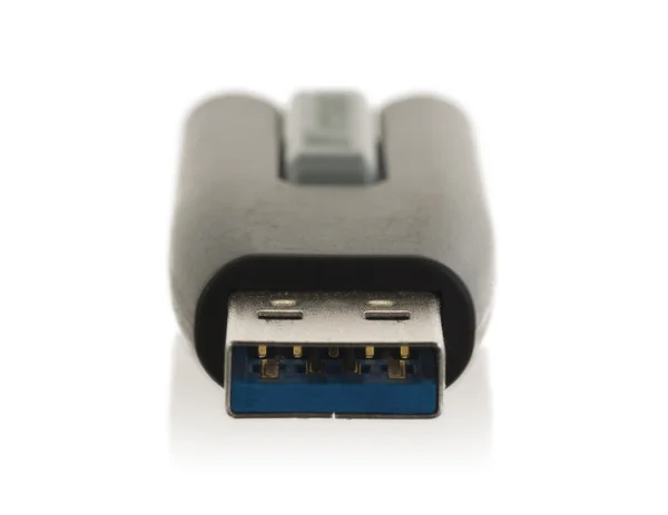 Vara de memória USB preto isolado — Fotografia de Stock