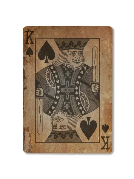 Très vieille carte à jouer, roi des pique — Photo