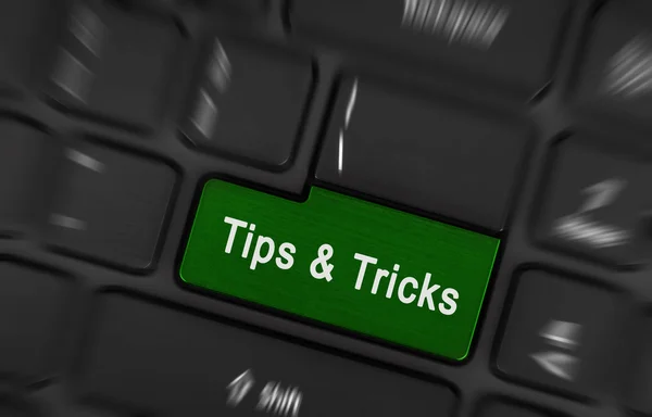 Svart konceptuella tangentbord - Tips och Tricks (grön nyckel) — Stockfoto