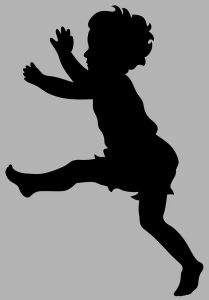 Camminare bambino silhouette vettoriale illustrazione — Vettoriale Stock