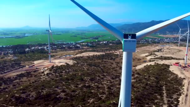 Drone View Nieuw Gebouwd Windpark Qui Nhon Vietnam Stockvideo