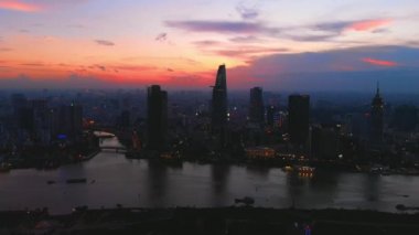 Ho Chi Minh Şehri Günbatımı Hava Görüntüsü
