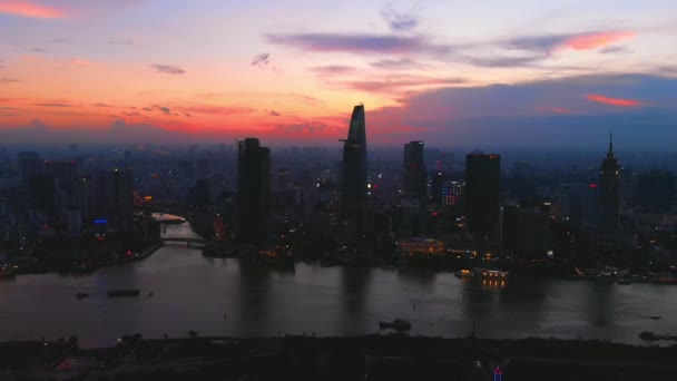 Cidade Chi Minh Vista Aérea Pôr Sol — Vídeo de Stock