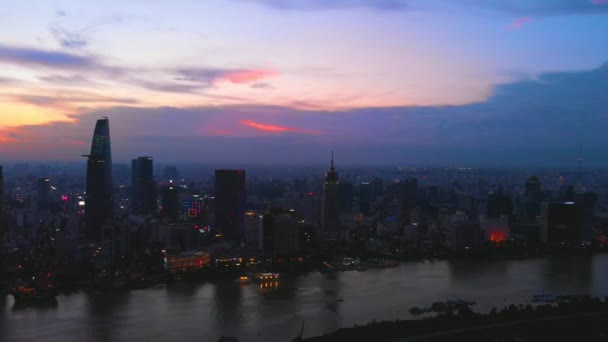 Cidade Chi Minh Vista Aérea Pôr Sol — Vídeo de Stock