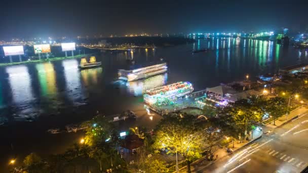 Saigon River bei Nacht — Stockvideo