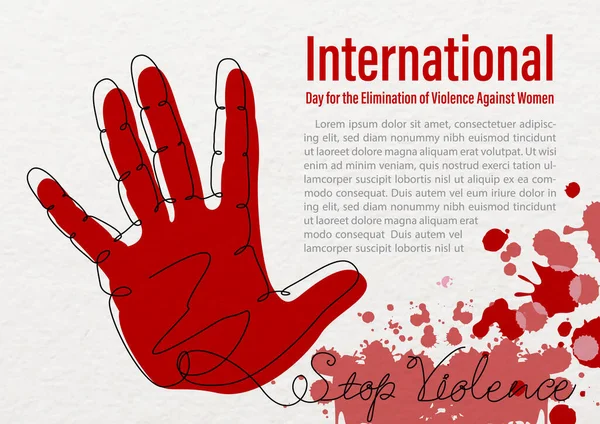 Mano Humana Roja Con Estilo Línea Día Internacional Para Eliminación — Vector de stock