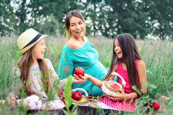 Familia feliz en el picnic Imágenes de stock libres de derechos