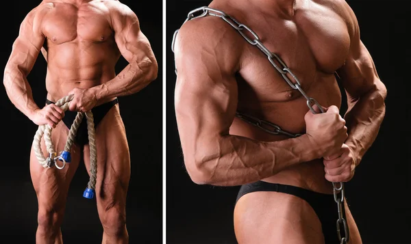 肌肉健美运动员用绳子 — 图库照片