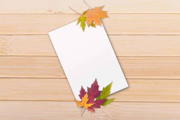 Autumn leaves with paper Royalty Free Stock Images