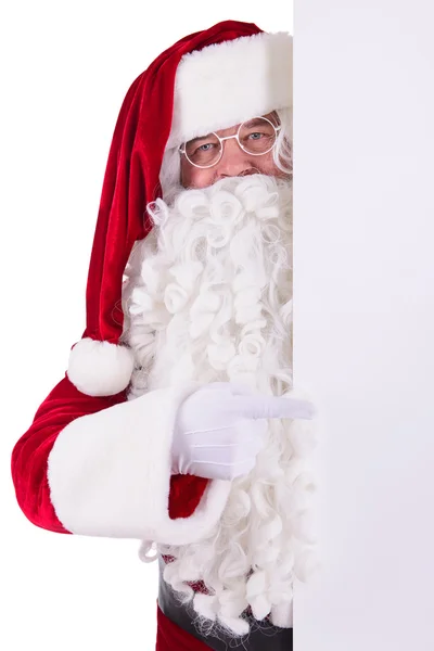 Babbo Natale tiene il banner — Foto Stock