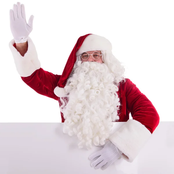 Weihnachtsmann mit Transparent — Stockfoto