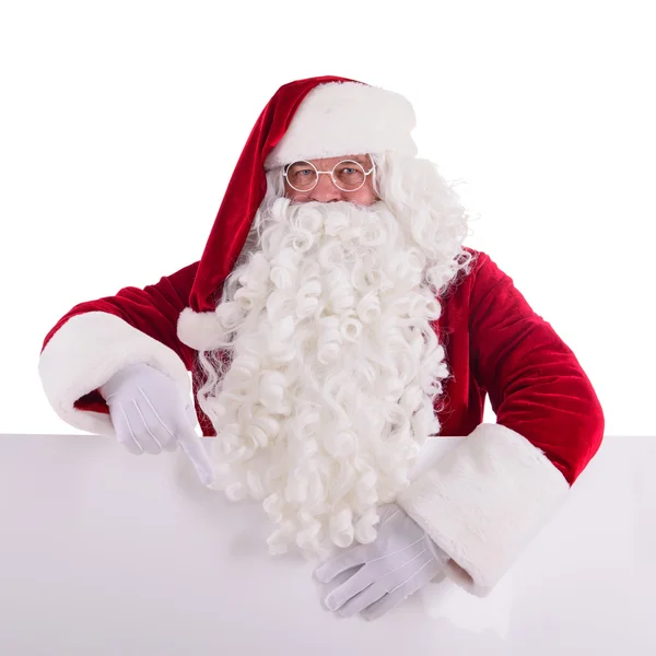 Babbo Natale tiene il banner — Foto Stock