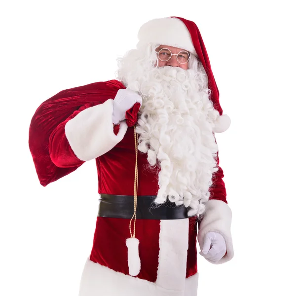 Санта-Клаус с большой сумкой — стоковое фото